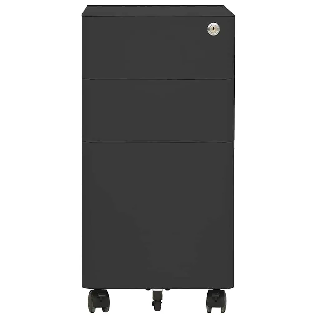 Mobile File Cabinet Steel Anthracite 3 Drawer with Lock