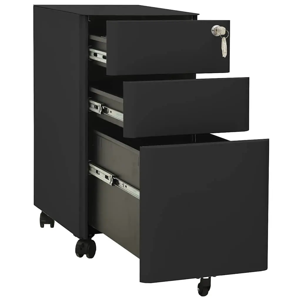 Mobile File Cabinet Steel Anthracite 3 Drawer with Lock