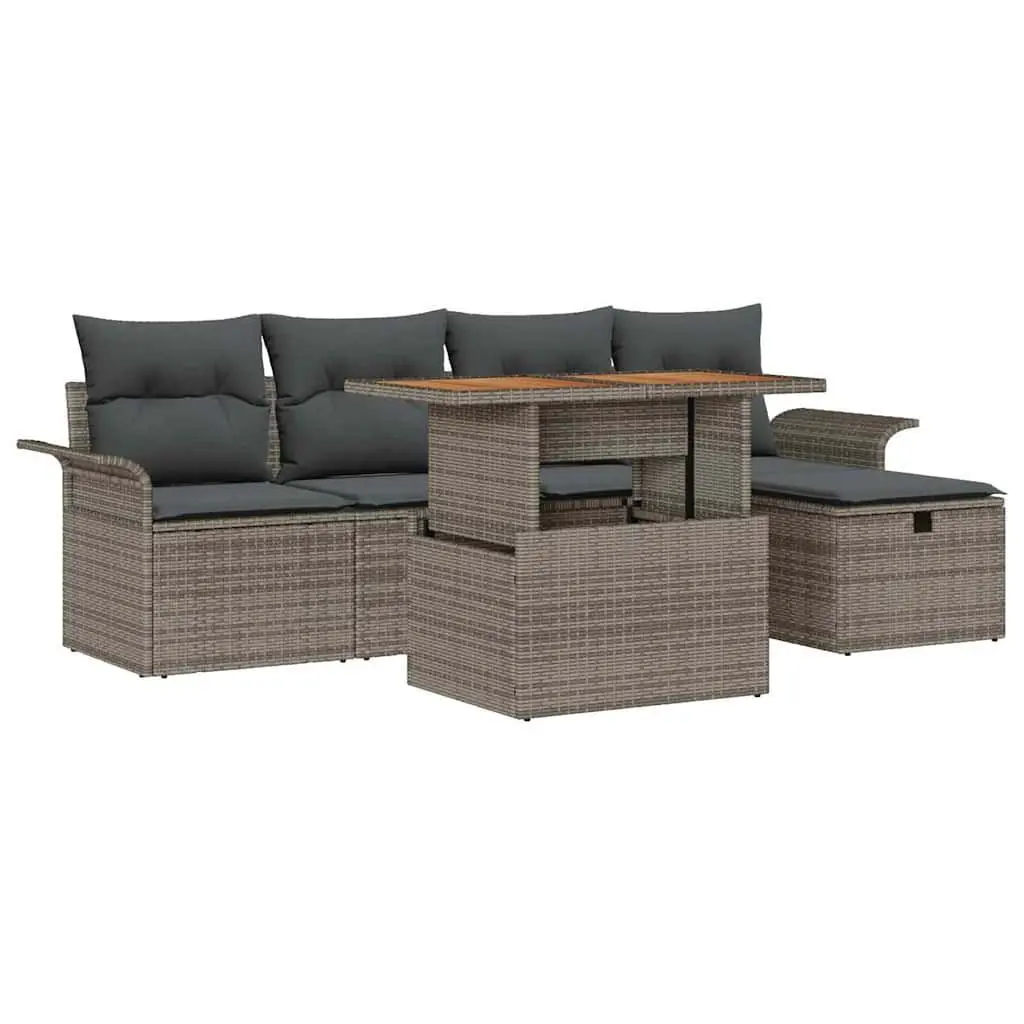Garden Sofa Set 6 Pieces Grey Outdoor Furniture Patio Seating Lounge Modular