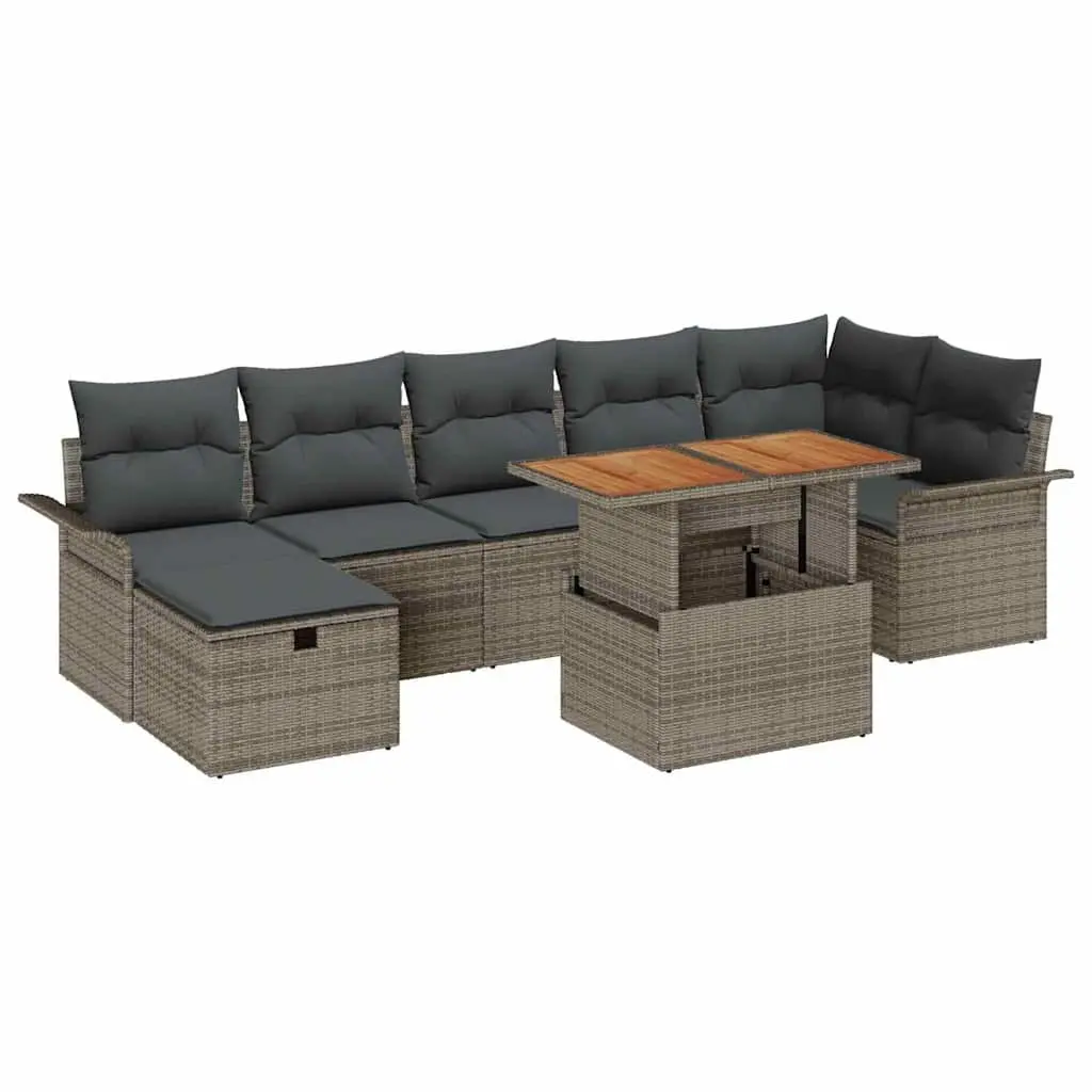Garden Sofa Set Modular 8 Piece Outdoor Furniture Patio Poly Rattan Grey