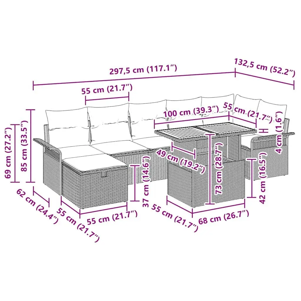 Garden Sofa Set 8 pcs Black Poly Rattan Outdoor Furniture Patio Sectional