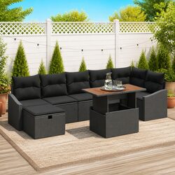 Charming Black Rattan Garden Sofa Set for Outdoor Living