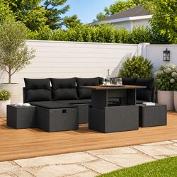 Friendly 7-Piece Outdoor Sofa Set in Black Rattan
