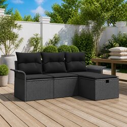 Garden Sofa Set 4 Pcs Outdoor Furniture Modular Poly Rattan Patio Lounge with