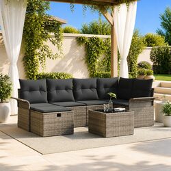 Friendly 7-Piece Poly Rattan Sofa Set for Your Garden