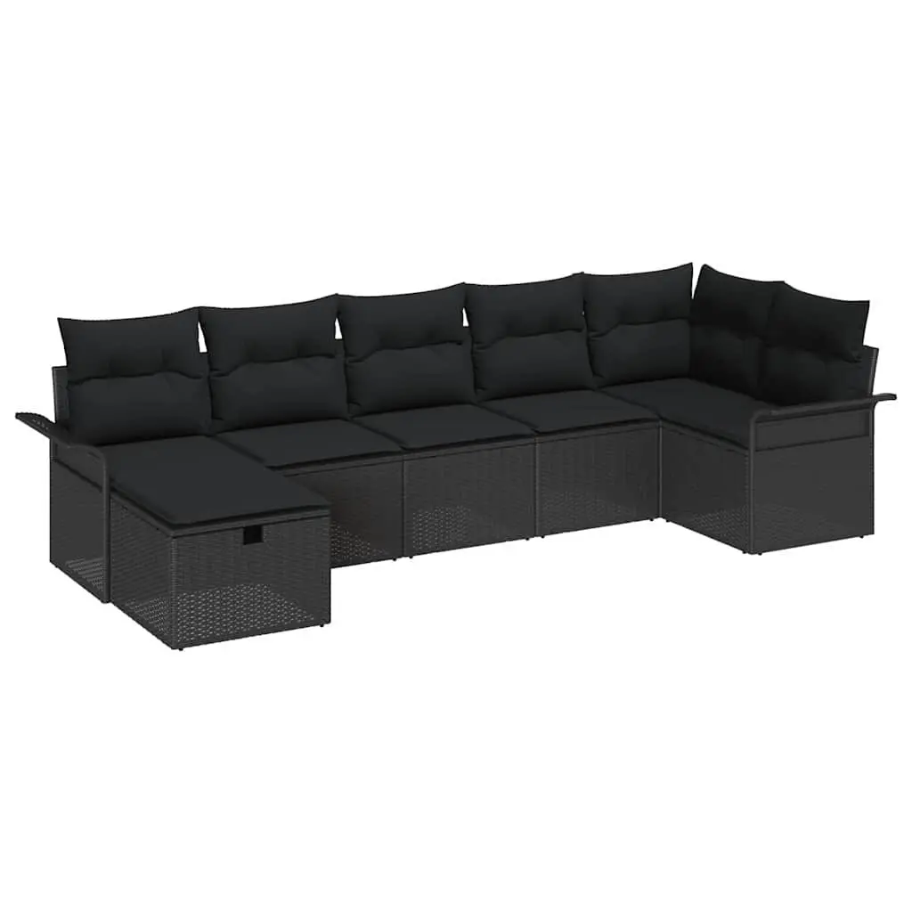 Garden Sofa Set Modular Outdoor Furniture 7 Pieces Poly Rattan with Cushions