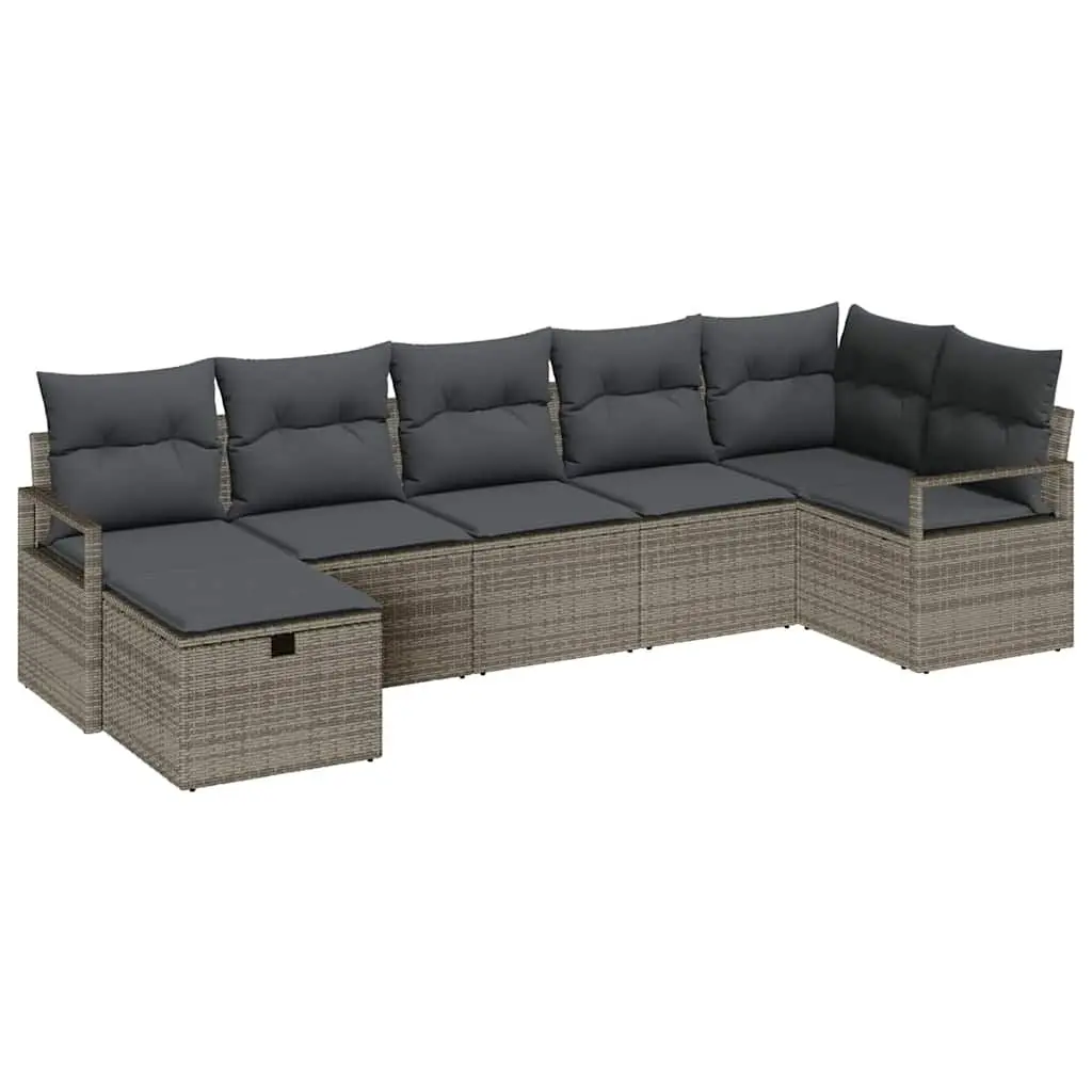 Outdoor Sofa Set 5 Pieces Grey Poly Rattan Garden Furniture Patio Lounge Seating