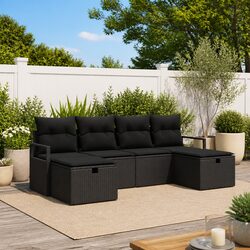 Your Perfect Outdoor Companion: 5 Pcs Black Sofa Set