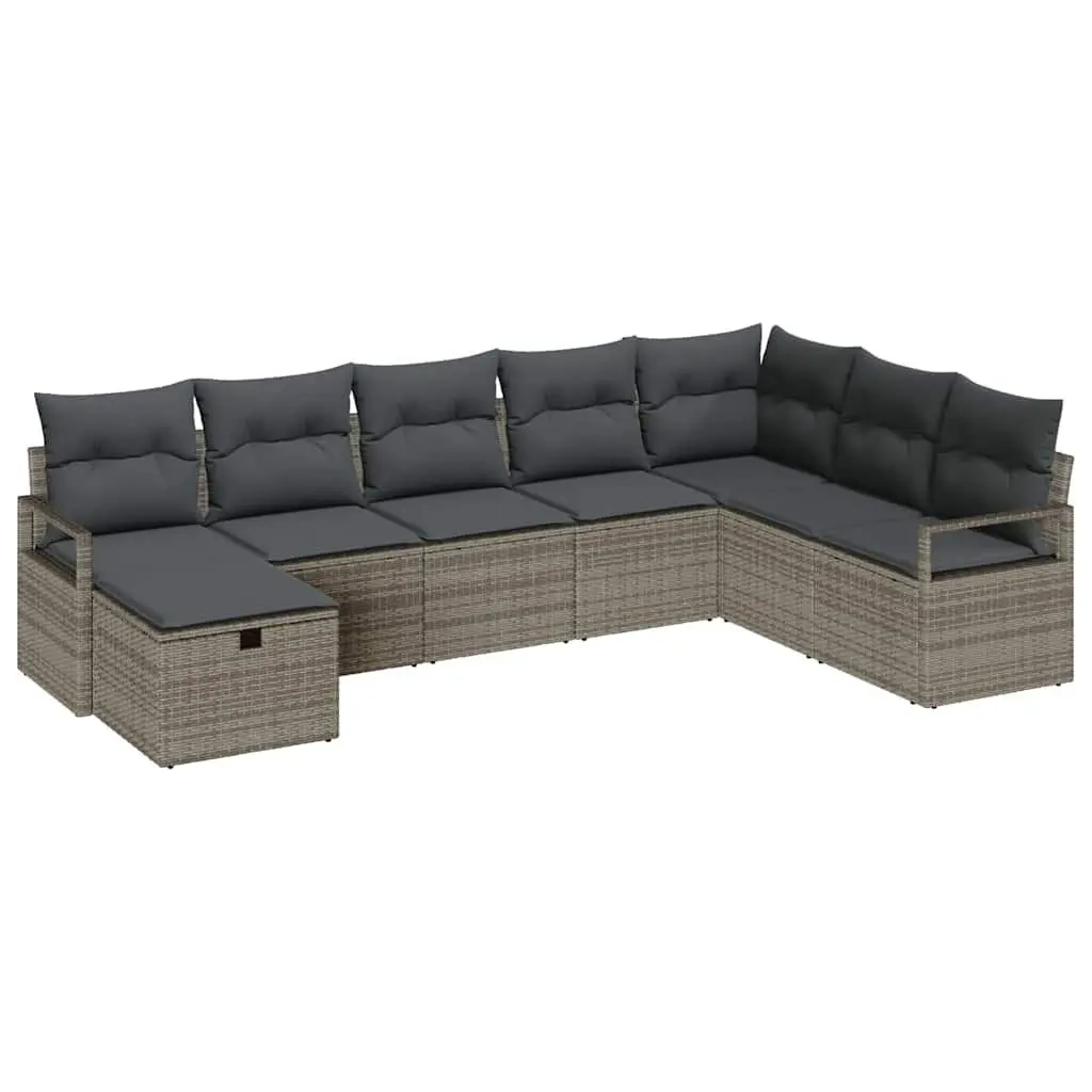 Outdoor Sofa Set Modular Grey Poly Rattan 5 Pieces