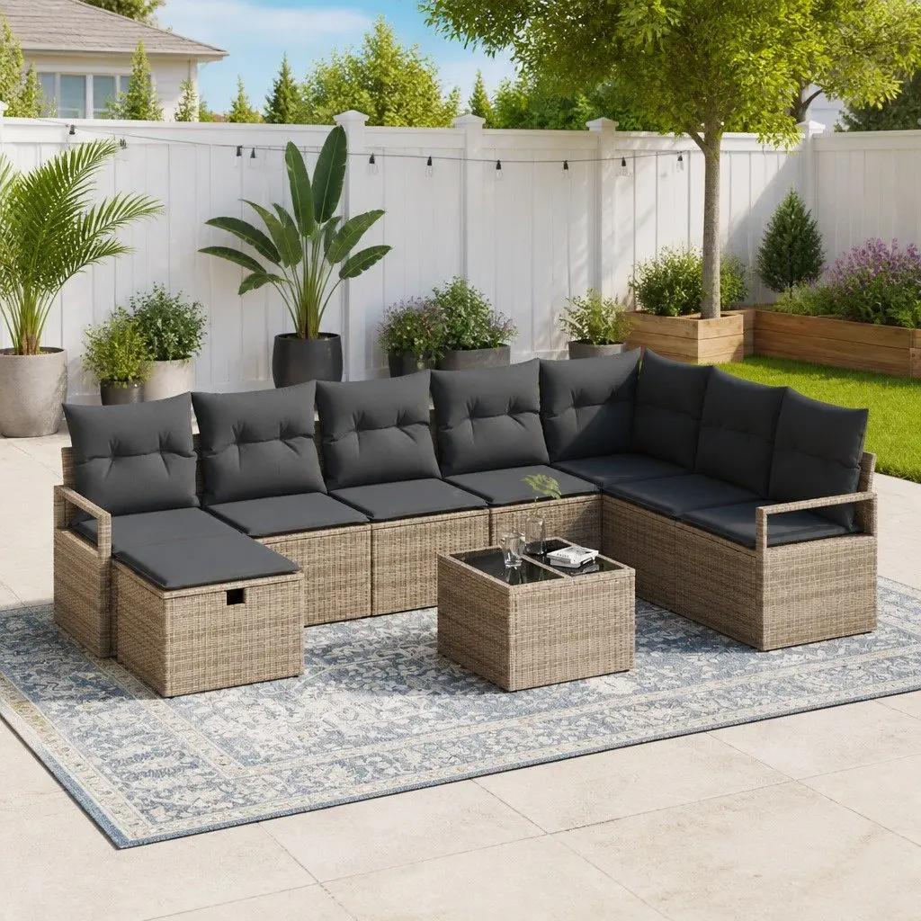 6-Piece Grey Garden Sofa Set