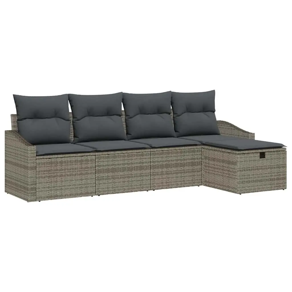 Outdoor Sofa Set 6 Pcs Grey Poly Rattan Garden Furniture Modular Lounge Seating