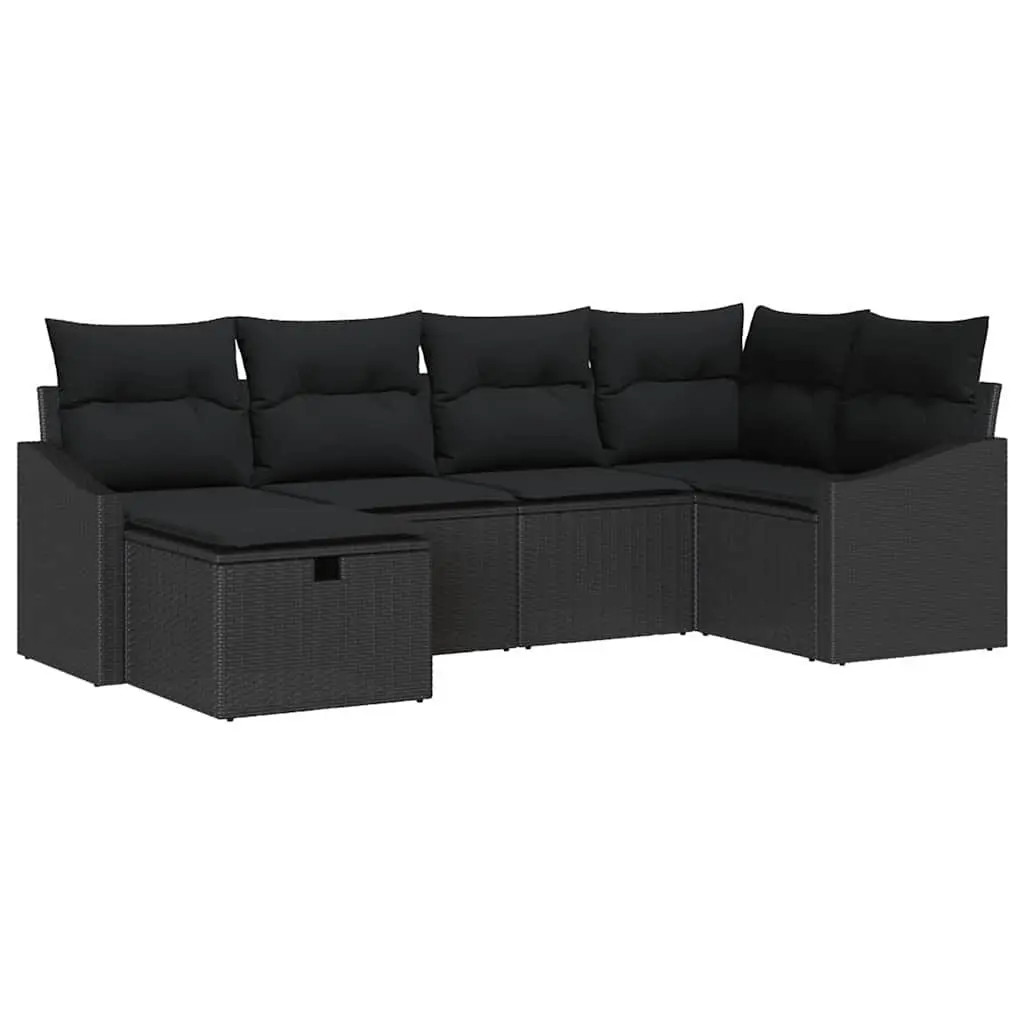 Outdoor Garden Sofa Set Modular Black Poly Rattan 7 Piece Patio Lounge Furniture