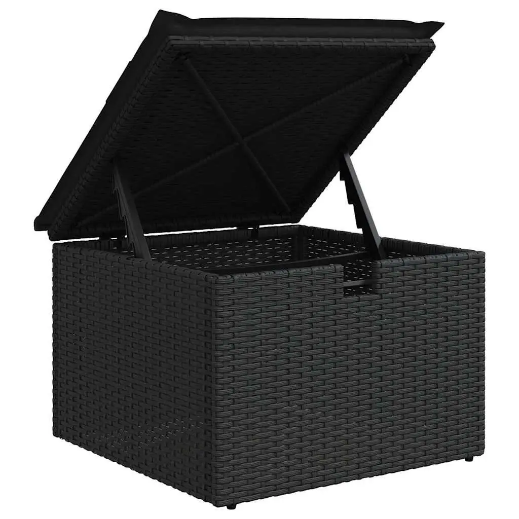 Outdoor Sofa Set Modular 8 Pieces Black Poly Rattan