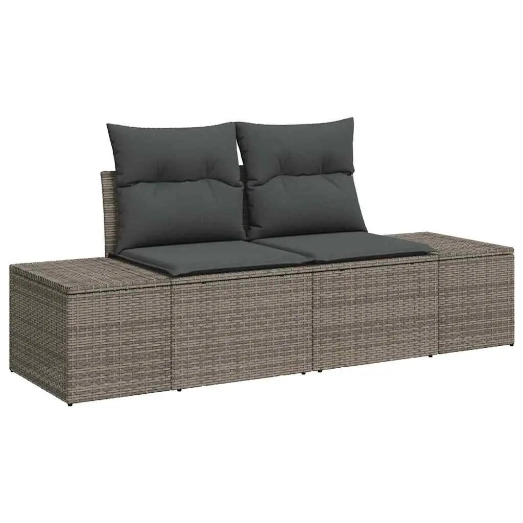 Outdoor Sofa Set Modular Garden Seating 7 Pieces Grey Poly Rattan with Cushions
