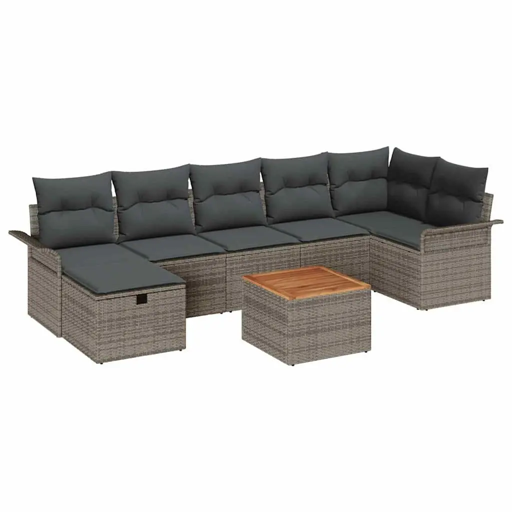 Garden Sofa Set 8pcs Outdoor Furniture Modular Lounge Grey Poly Rattan with