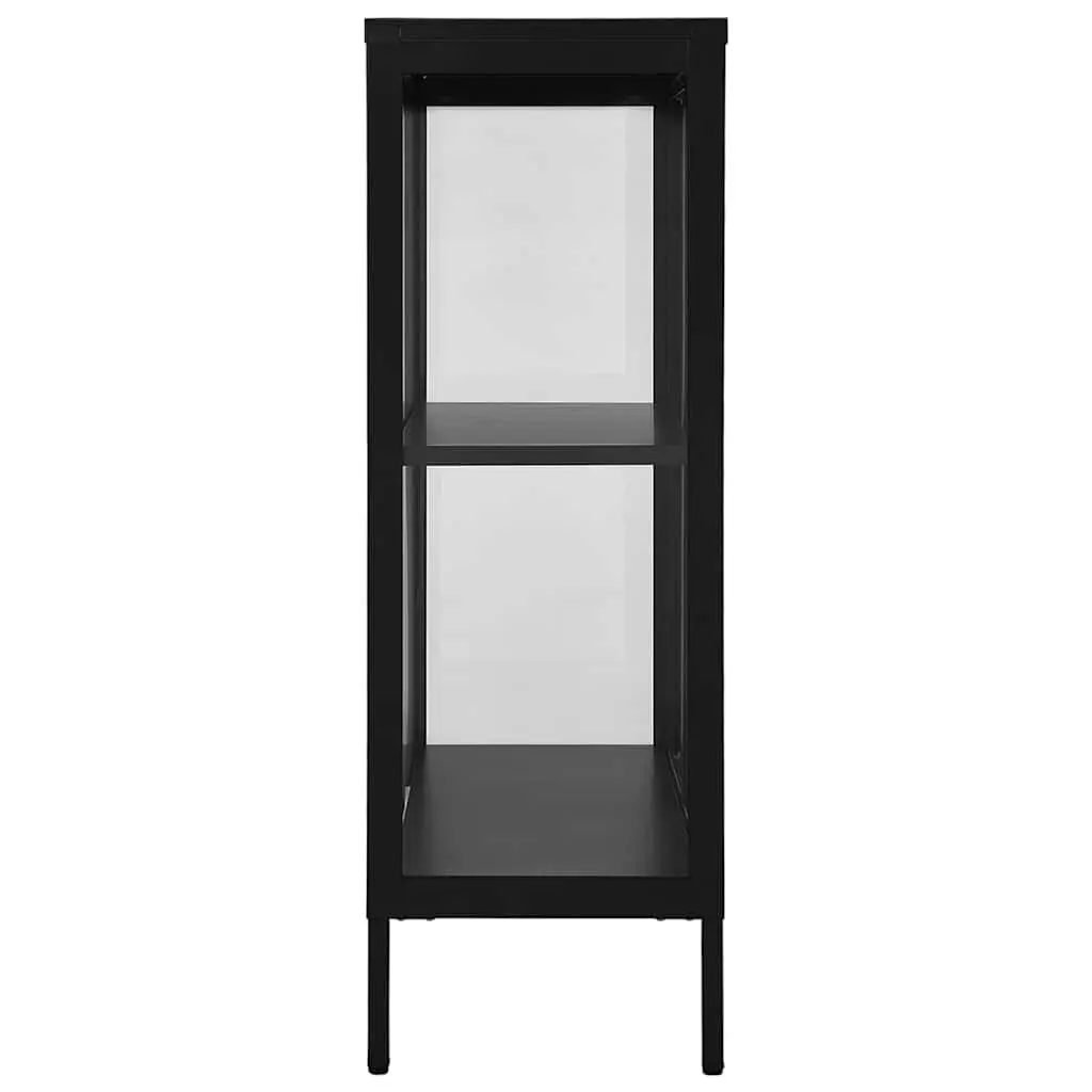 Sideboard Black Glass Door Storage Cabinet Adjustable Shelving Unit 75W x 35D x 105H cm