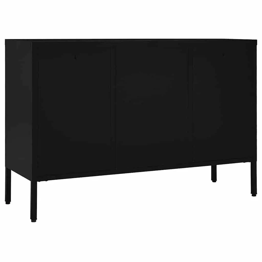 Sideboard Black Steel Frame Tempered Glass 105x35x70 cm