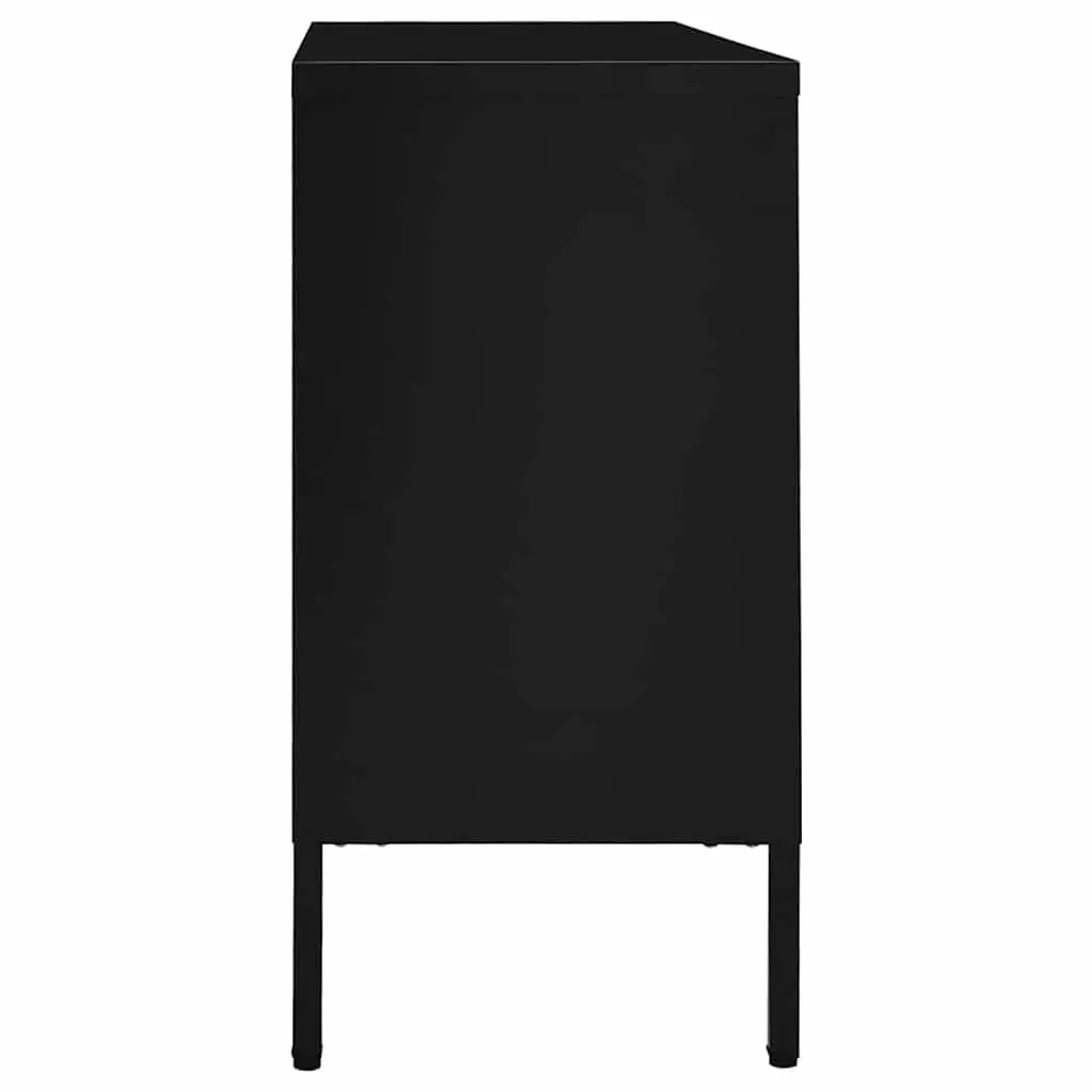 Sideboard Black Steel Frame Tempered Glass 105x35x70 cm