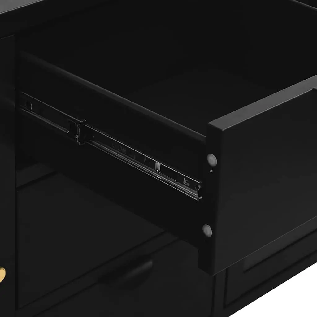 Sideboard Black Steel Frame Tempered Glass 105x35x70 cm