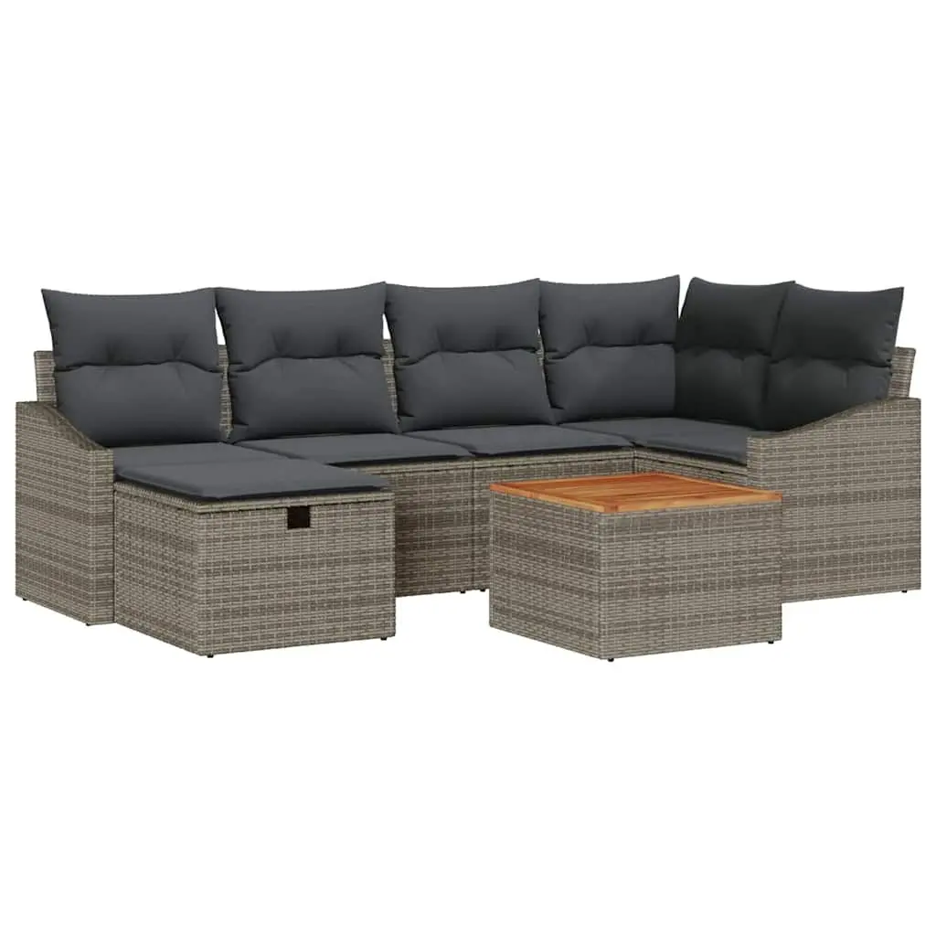 Outdoor Garden Sofa Set Modular Grey Poly Rattan 7 Pieces
