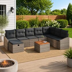 Friendly 9-Piece Grey Outdoor Sofa Set