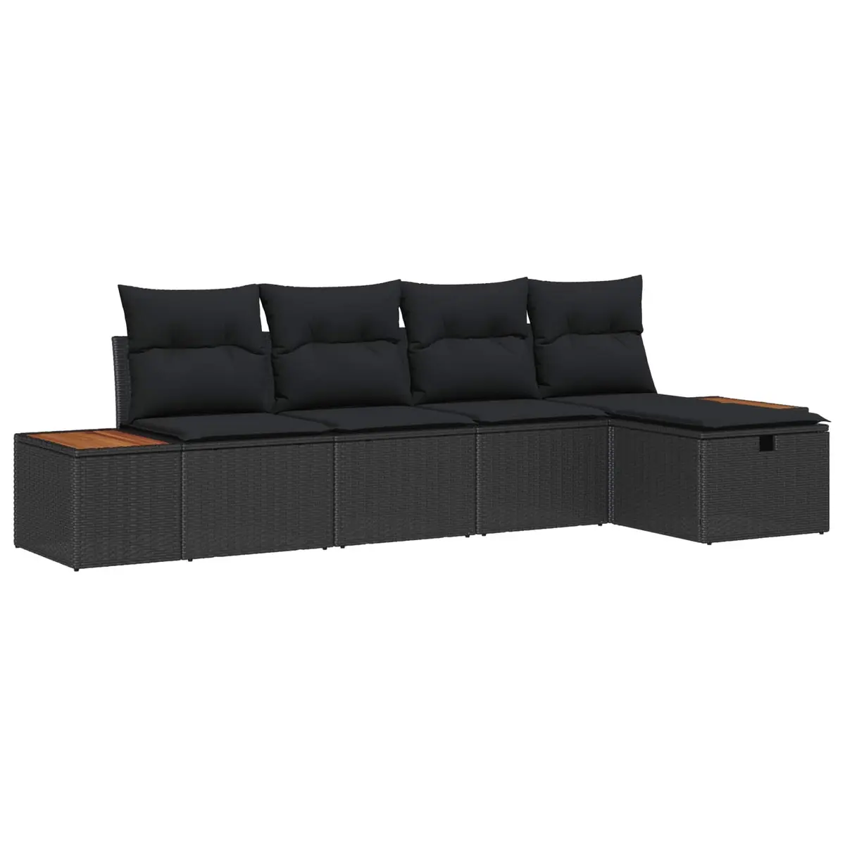 Garden Sofa Set 6 Pieces Black Poly Rattan Modular Outdoor Patio Furniture