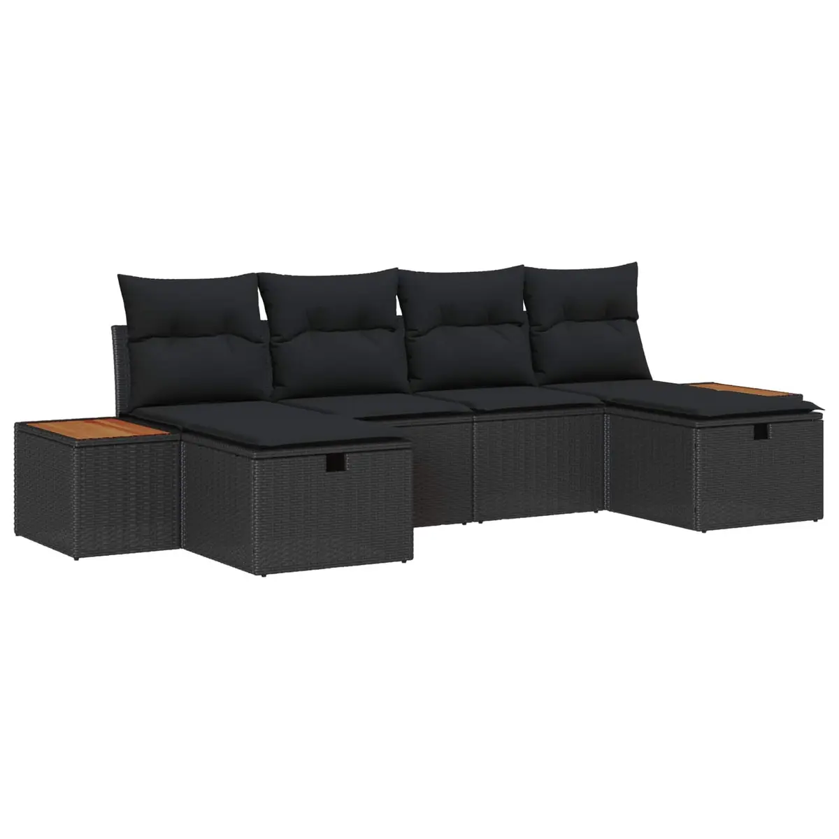 Outdoor Garden Sofa Set 6 Pieces Modular Patio Seating Lounge Furniture Black