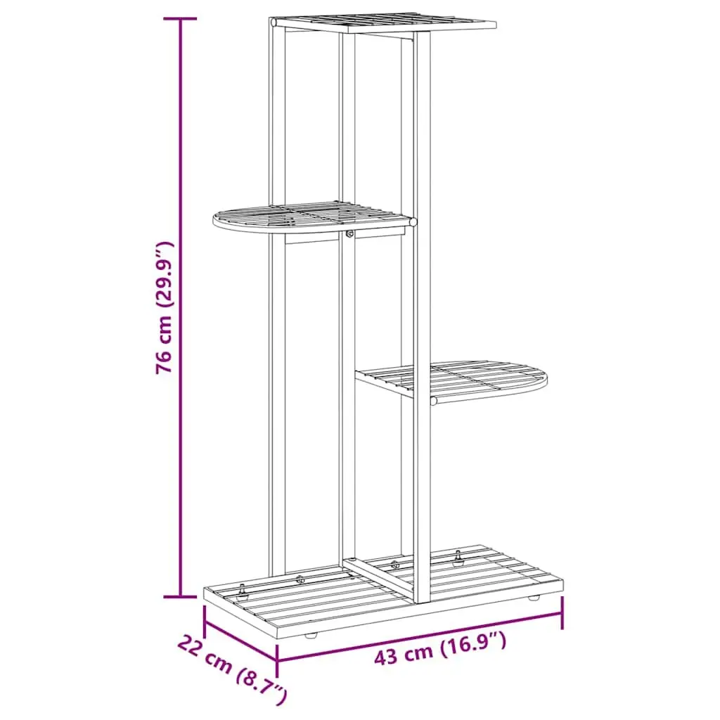 Metal Plant Stand 4-Tier White Display Shelf Garden Home Decoration 43x22x76cm