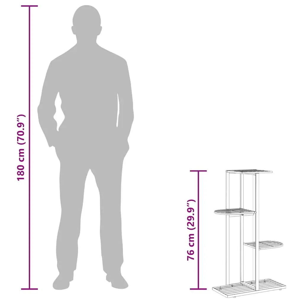 Metal Plant Stand 4-Tier White Display Shelf Garden Home Decoration 43x22x76cm
