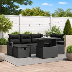 Friendly 7-Piece Modular Black Sofa Set for Outdoors