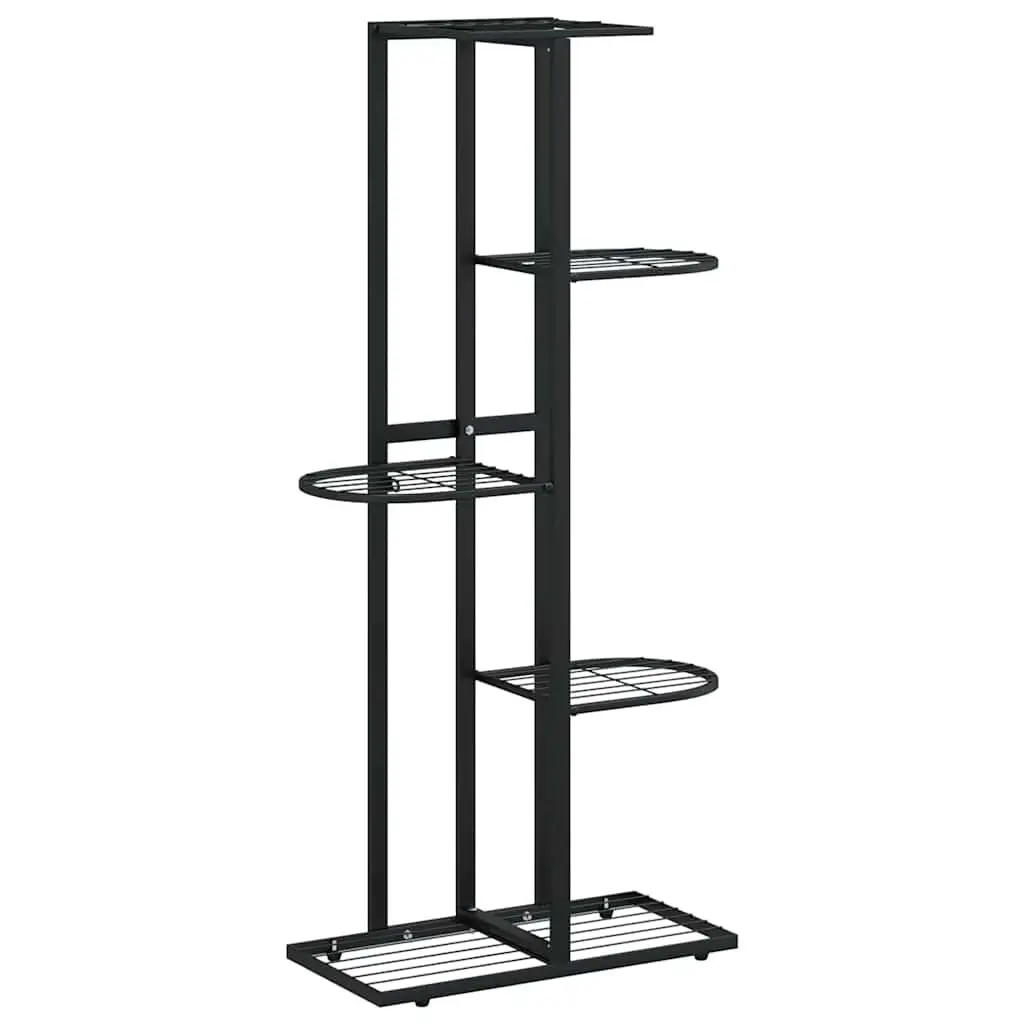 5-Tier Metal Plant Stand Flower Display Rack Garden Home Shelf 43x22x98cm Black