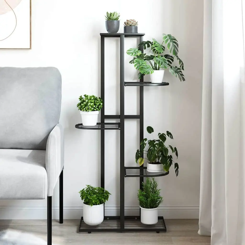 5-Tier Metal Plant Stand Flower Display Rack Garden Home Shelf 43x22x98cm Black