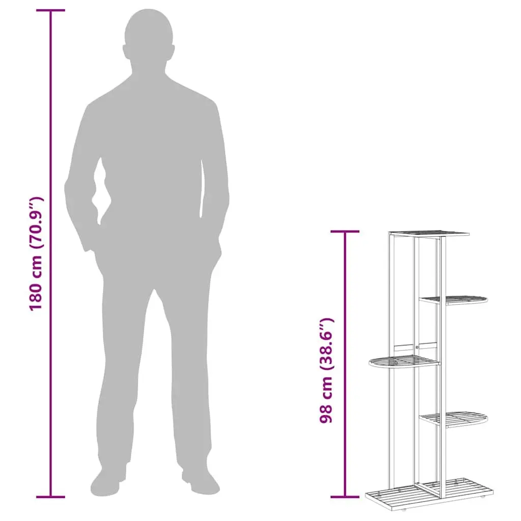 5-Tier Metal Plant Stand Flower Display Rack Garden Home Shelf 43x22x98cm Black