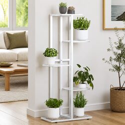 5-Tier Metal Plant Stand Flower Display Rack Garden Home Decor White