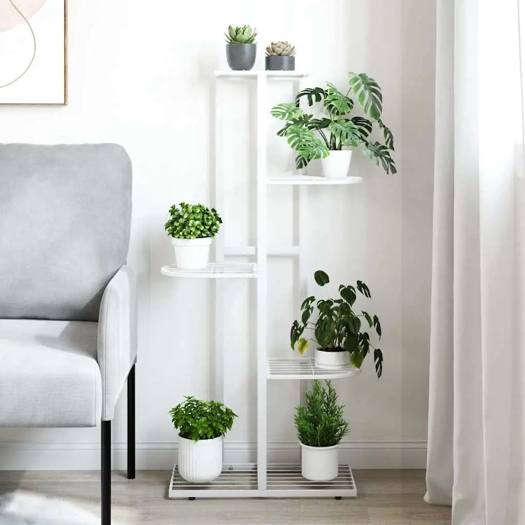 5-Tier Metal Plant Stand White 43 x 22 x 98 cm