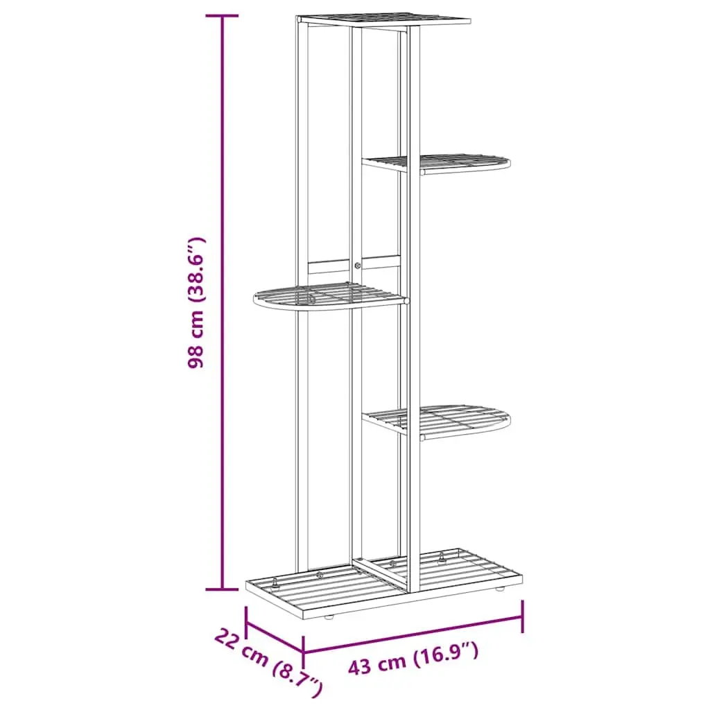 5-Tier Metal Plant Stand White 43 x 22 x 98 cm