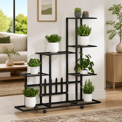 Find Your Ideal Plant Stand with Wheels 94.5x25x92.5cm in Black Metal