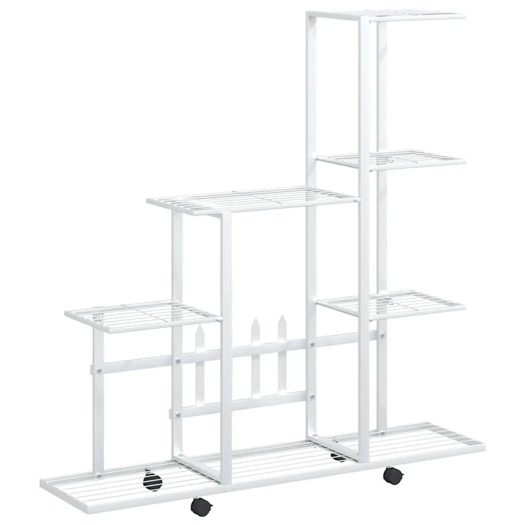 Plant Stand with Wheels White Metal Display Rack 94.5 x 25 x 92.5 cm