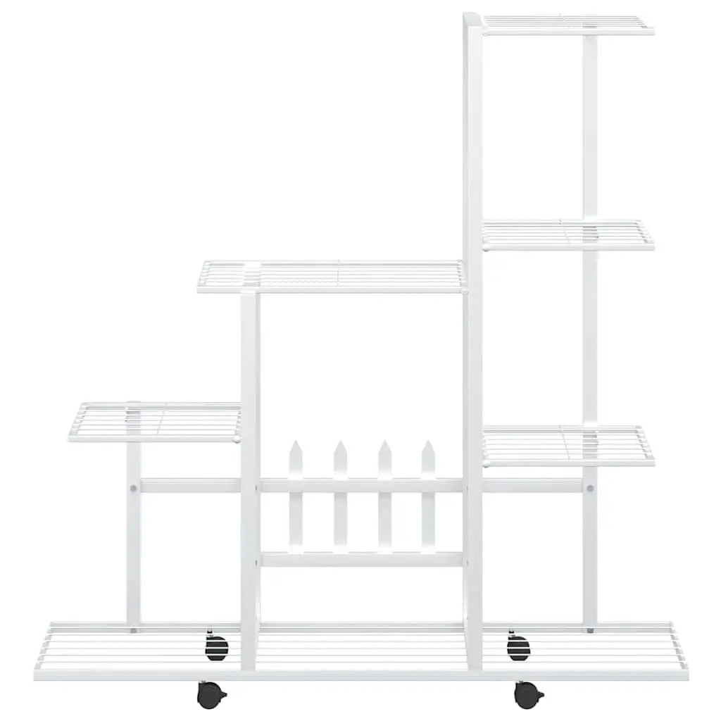 Plant Stand with Wheels White Metal Display Rack 94.5 x 25 x 92.5 cm