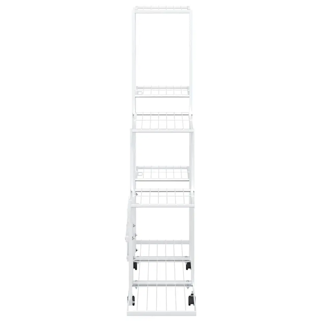 Plant Stand with Wheels White Metal Display Rack 94.5 x 25 x 92.5 cm