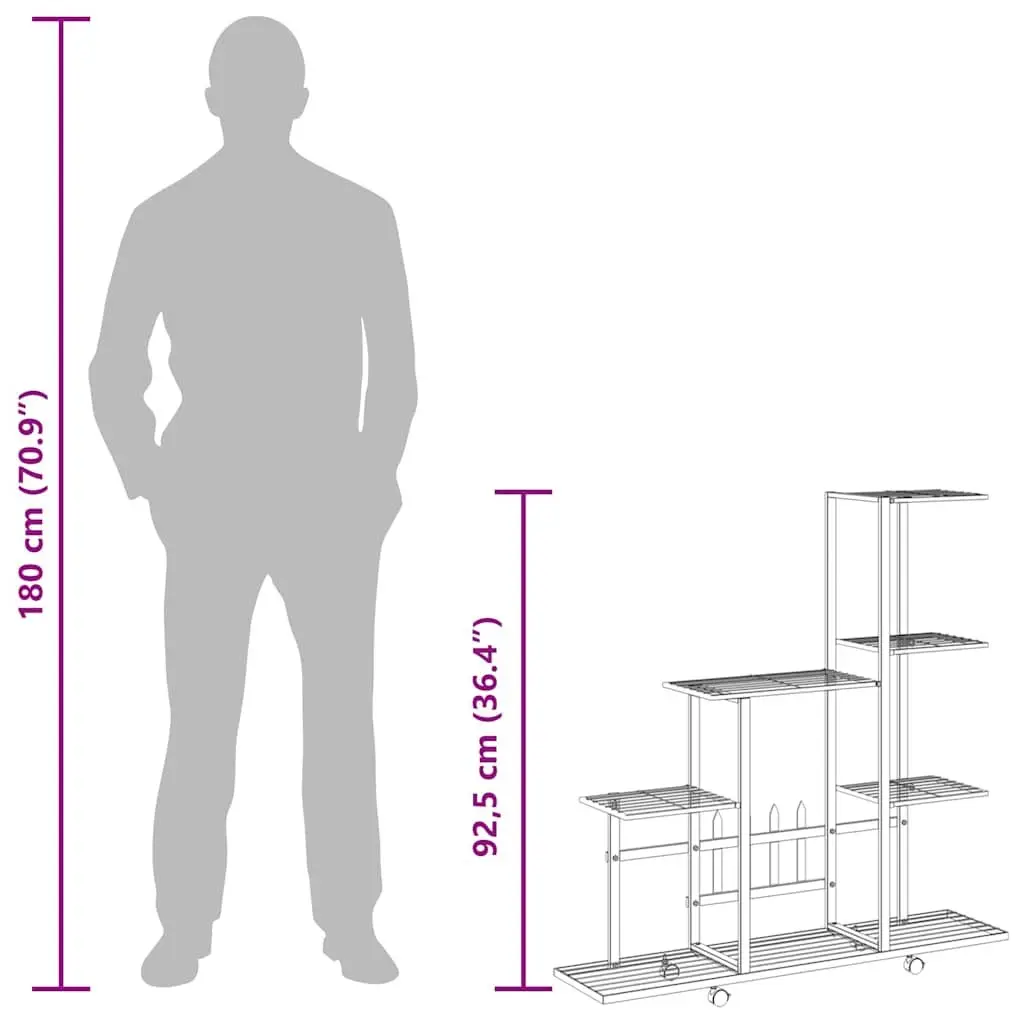 Plant Stand with Wheels White Metal Display Rack 94.5 x 25 x 92.5 cm