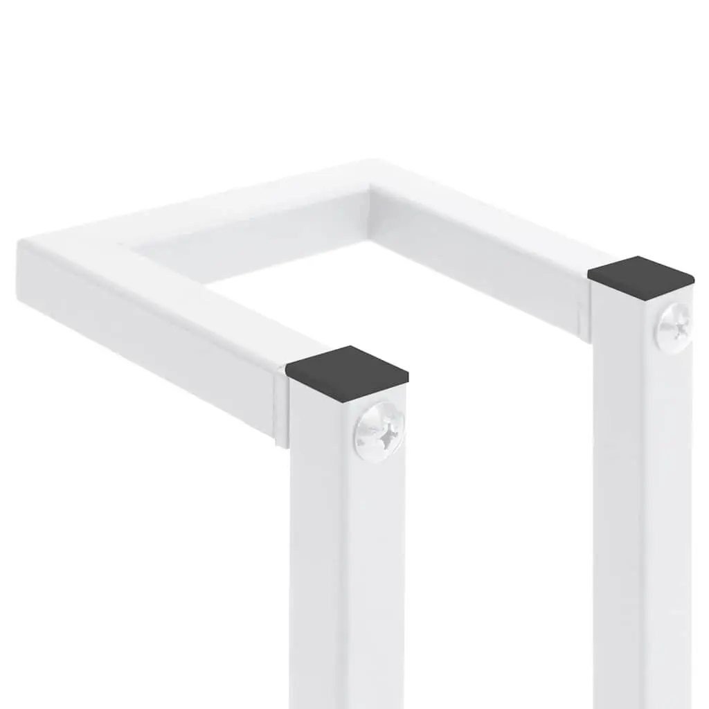 Towel Rack White Wall-Mounted Bathroom Storage Holder Steel Frame Stand