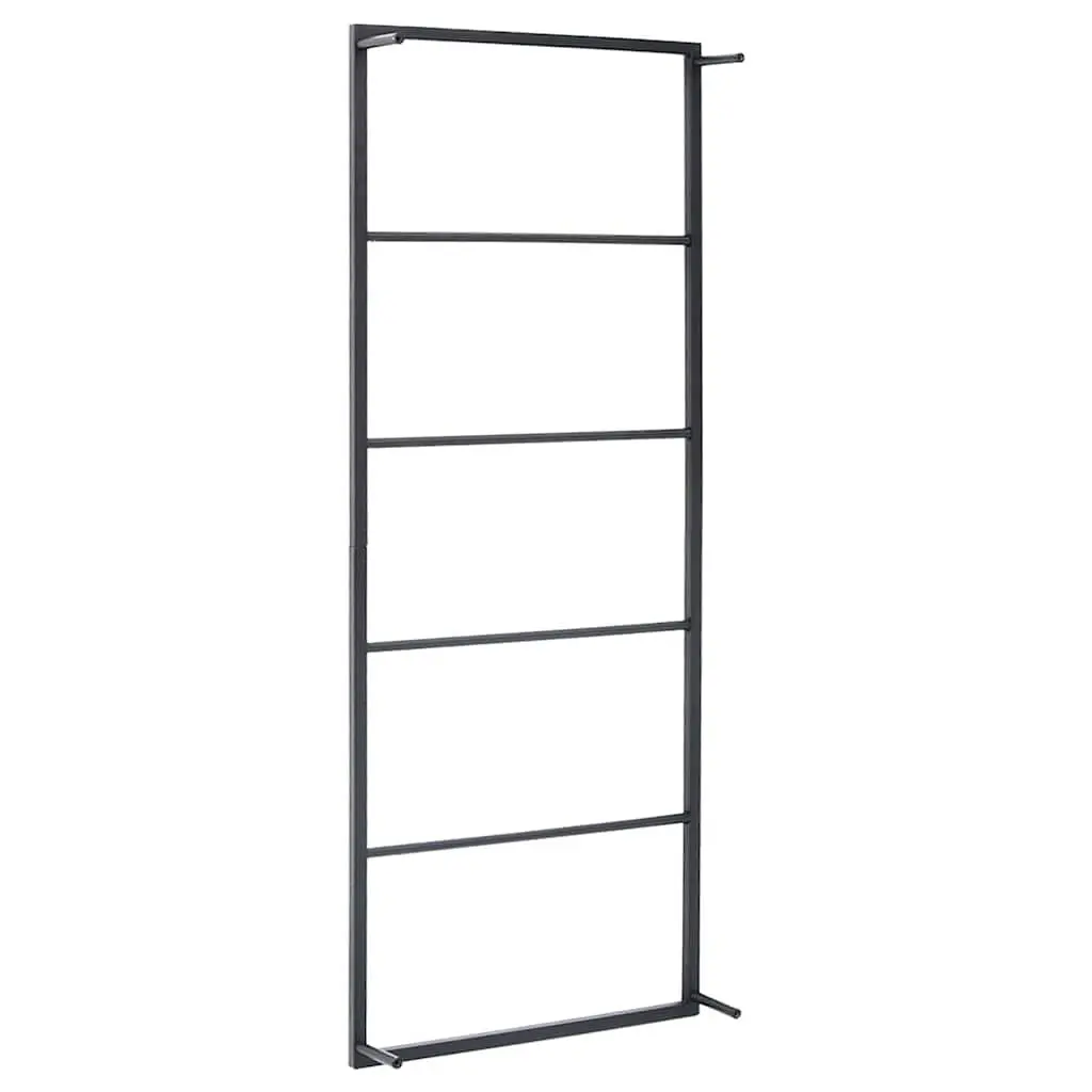 Towel Rack Wall Mount Black Steel Bathroom Storage Holder 45 x 10 x 115 cm