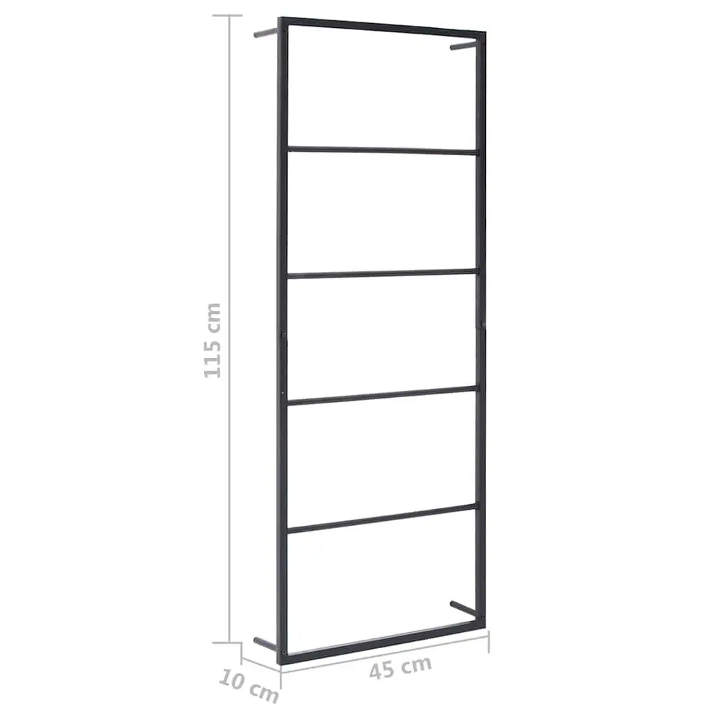 Towel Rack Wall Mount Black Steel Bathroom Storage Holder 45 x 10 x 115 cm