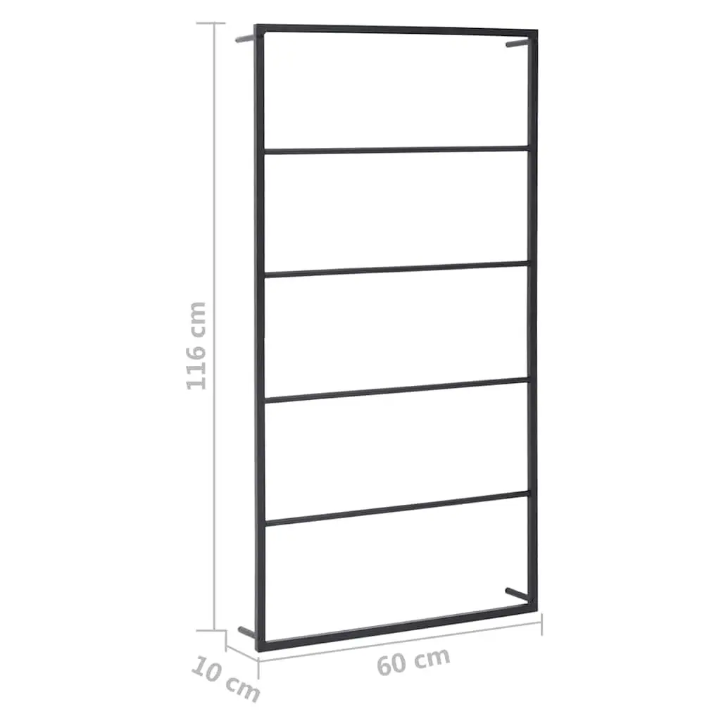 Black Steel Towel Rack Wall Mounted Bathroom Organizer 60 x 10 x 116 cm