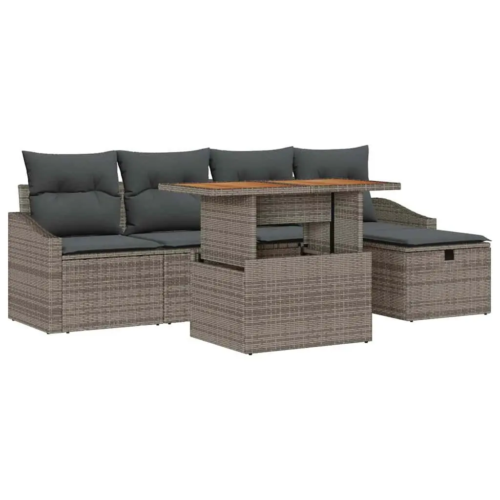 Garden Sofa Set Height-Adjustable 6 Piece Grey Outdoor Furniture Patio Seating