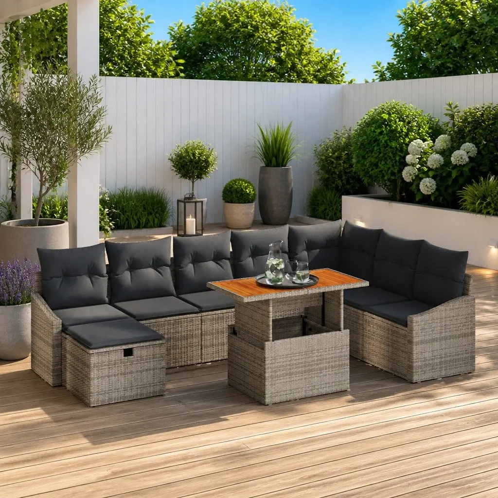 9-Piece Grey Sofa Set for Outdoor Spaces