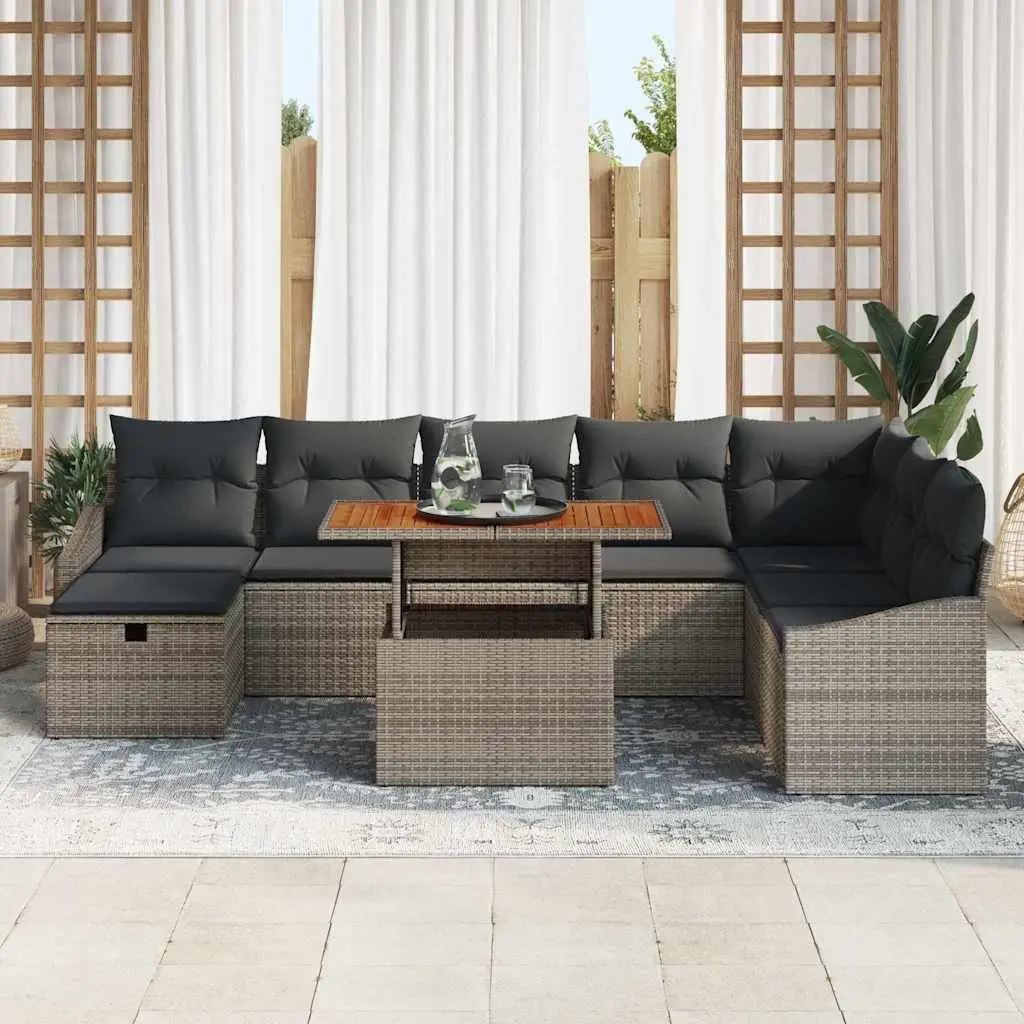 9-Piece Grey Sofa Set for Outdoor Spaces