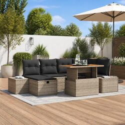 Friendly 7-Piece Grey Garden Sofa Set for Relaxation