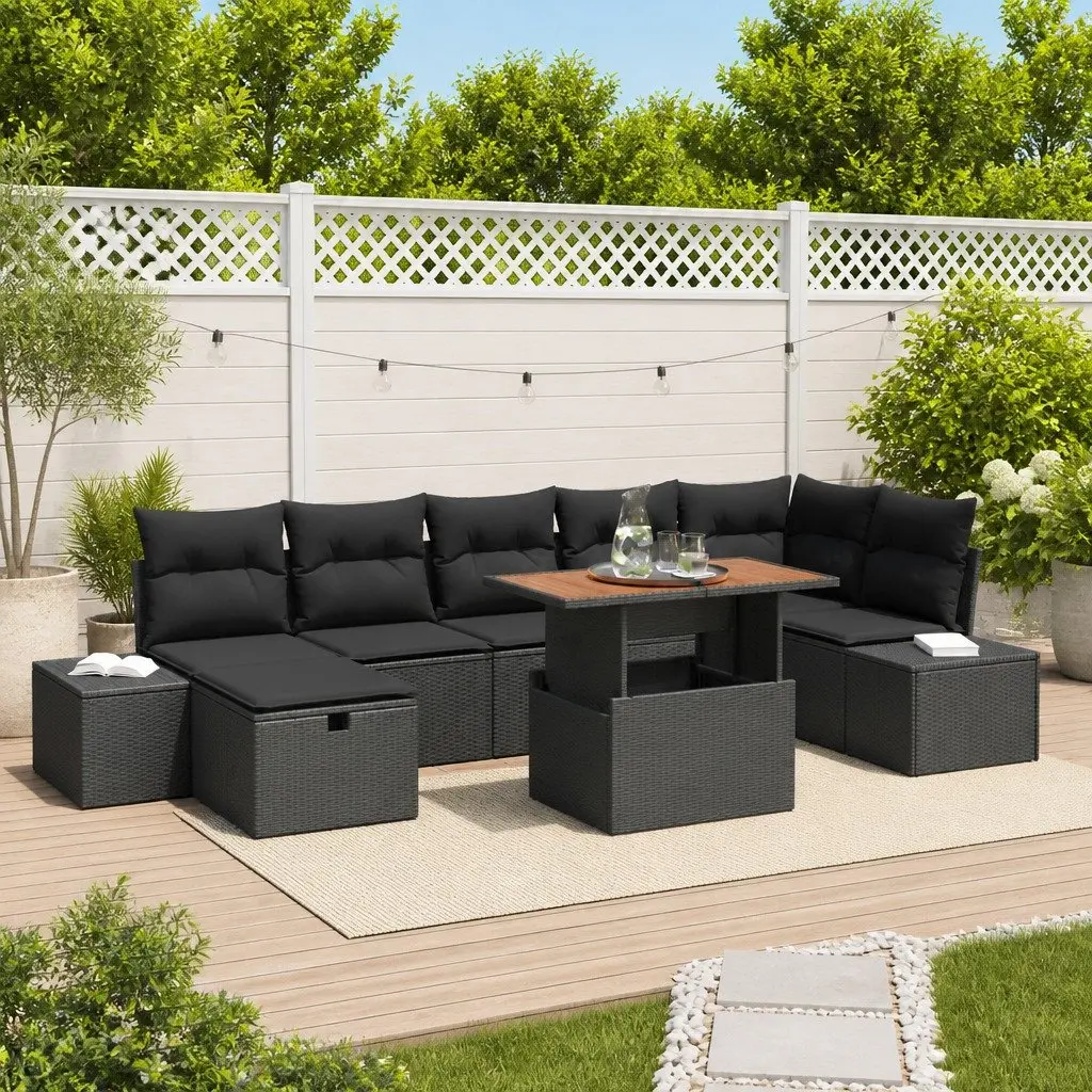 Outdoor Garden Sofa Set Modular Black Rattan 8 Piece